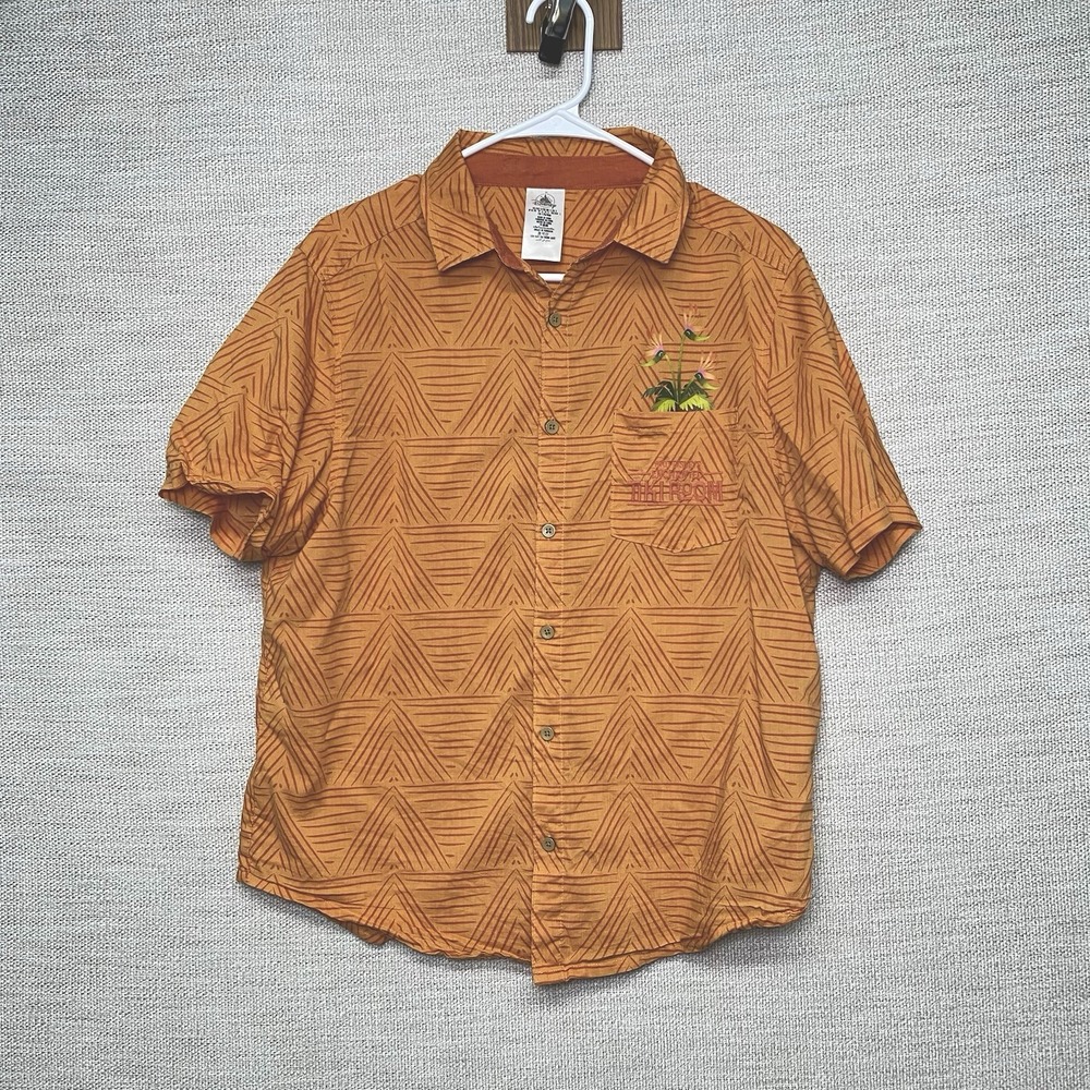 Disney Enchanted Tiki Room Shirt Small Button Up 60th Anniversary 2023 Orange
